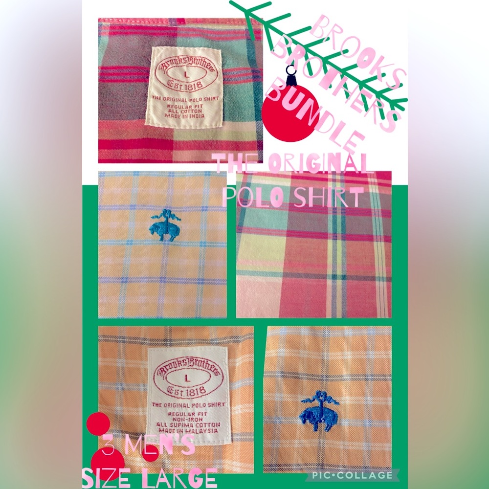 (3) Brooks Brothers Bundle 🙌3–Mens Size Large; The Original Polo shirt non iron
